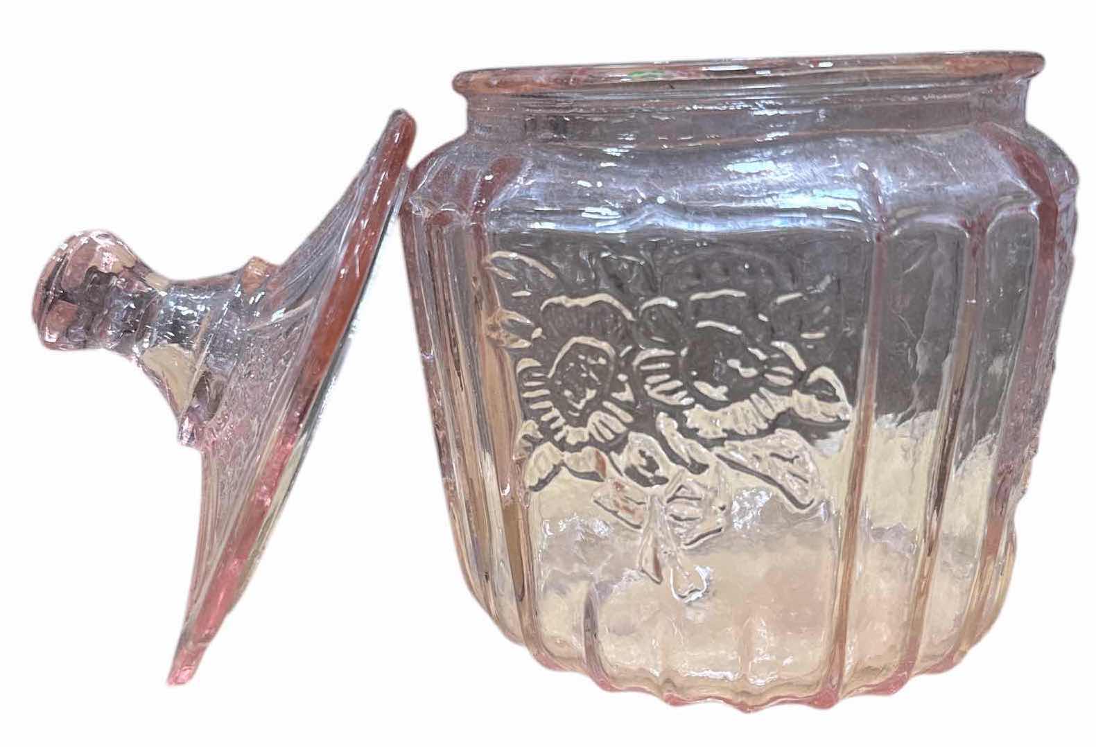 Photo 1 of BRAND NEW CASE OF HOME-DEPRESSION STYLE GLASS CANISTER IN PINK WITH LID