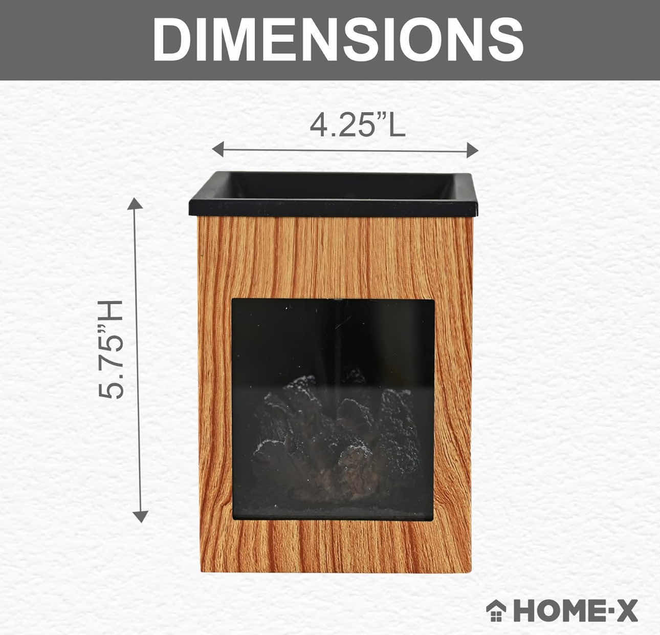 Photo 2 of BRAND NEW CASE OF HOME-X FAUX FIREPLACE WARMER, WAX MELTER, WARMER, 4 1/4" L x 4 1/4" W x 6" H, Fruitwood