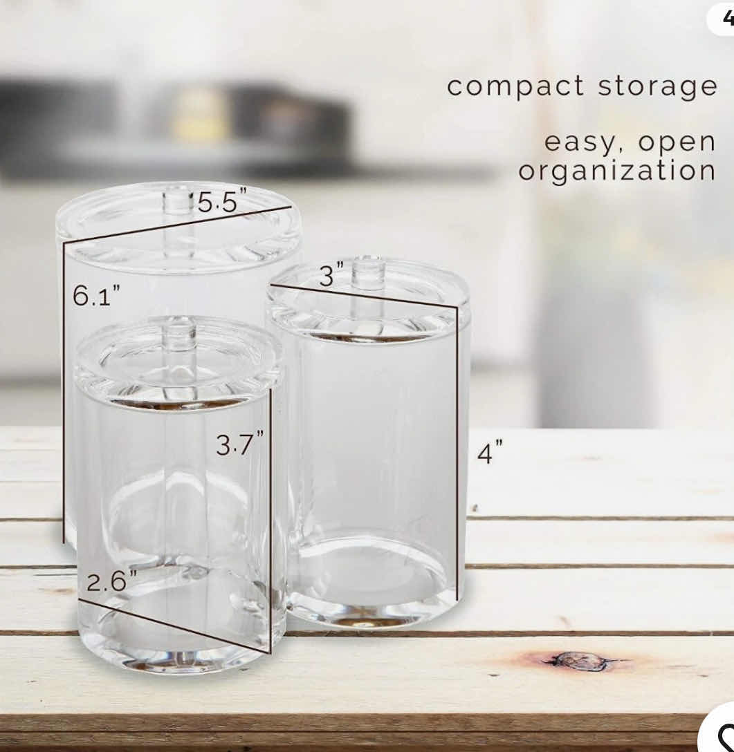 Photo 1 of BRAND NEW CASE OF 18 ACRYLIC COTTON BALL/ SWAB/  QTIP STORAGE WITH LIDS