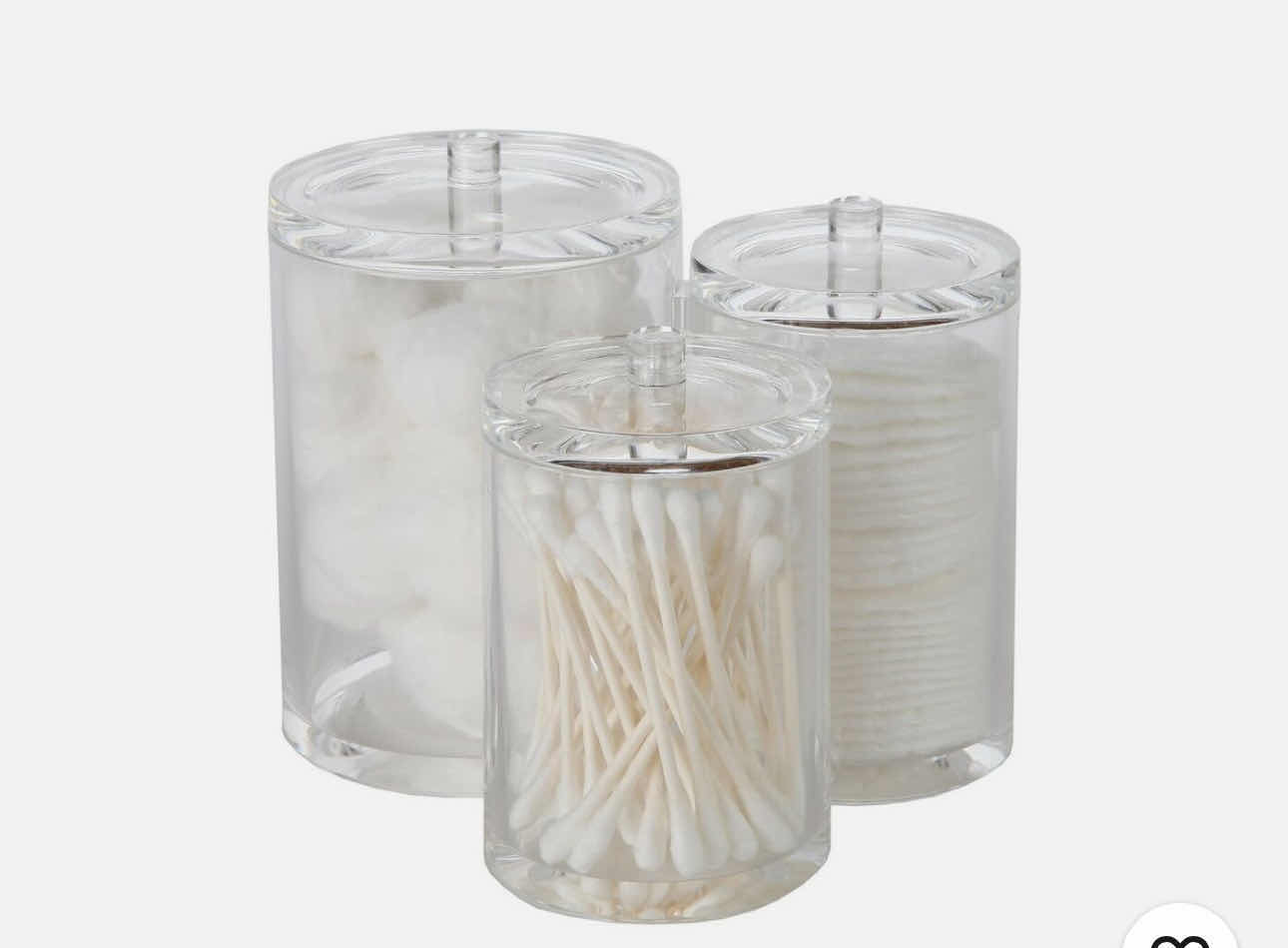 Photo 1 of BRAND NEW CASE OF 18 ACRYLIC COTTON BALL/ SWAB/  QTIP STORAGE WITH LIDS