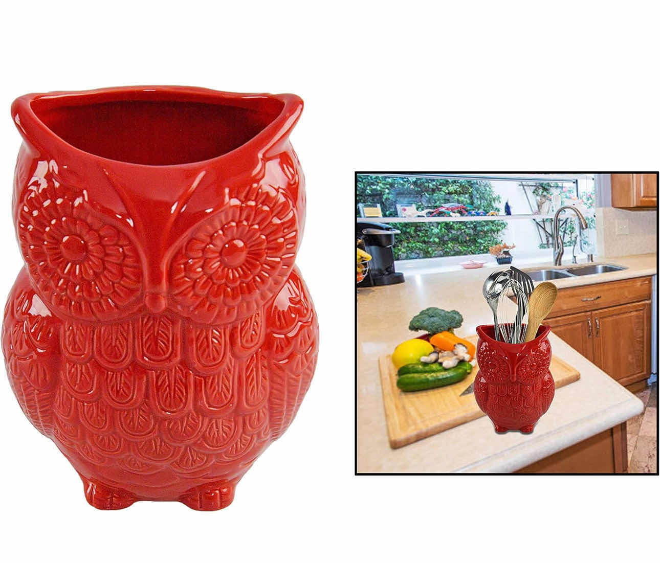 Photo 1 of BRAND NEW CASE OF 12 HOME-X CERAMIC OWL UTENSIL HOLDER