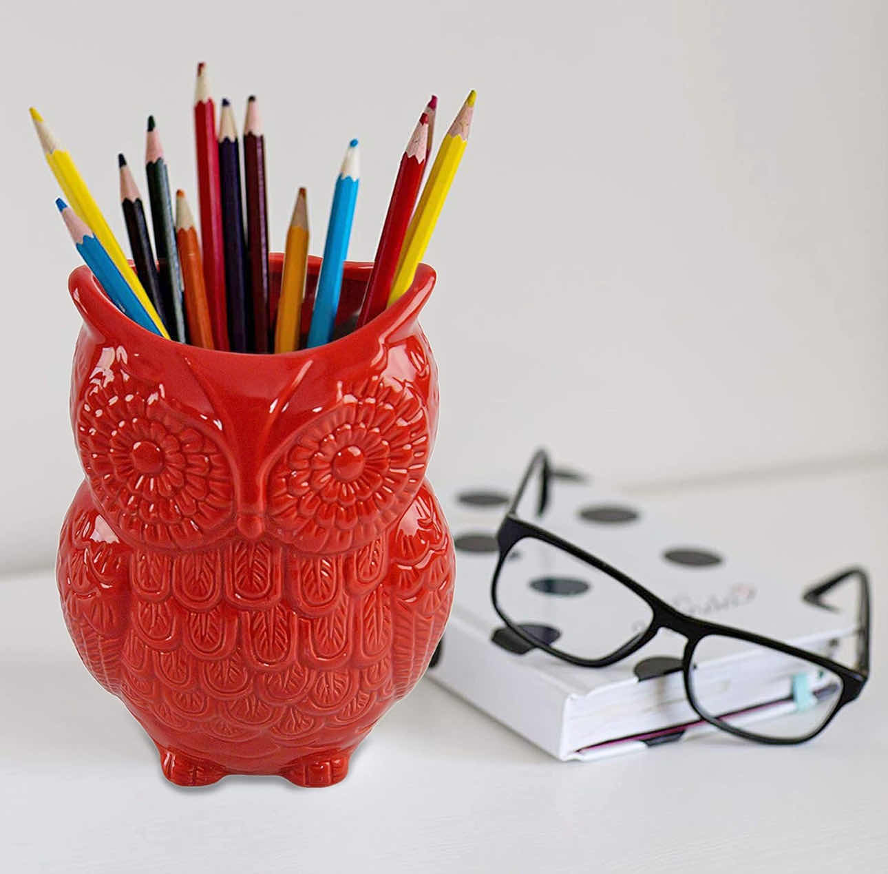 Photo 1 of BRAND NEW CASE OF 12 HOME-X CERAMIC OWL UTENSIL HOLDER