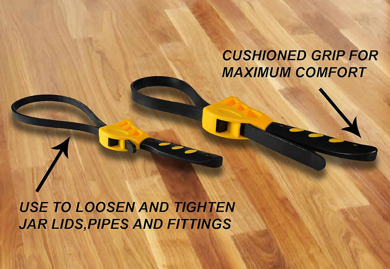 Photo 1 of BRAND NEW CASE OF 30 SETS OF HOME X ADJUSTABLE STRAP WRENCH SET, 2 PIECES WITH RUBBER BELTS, 500 mm and 600 mm