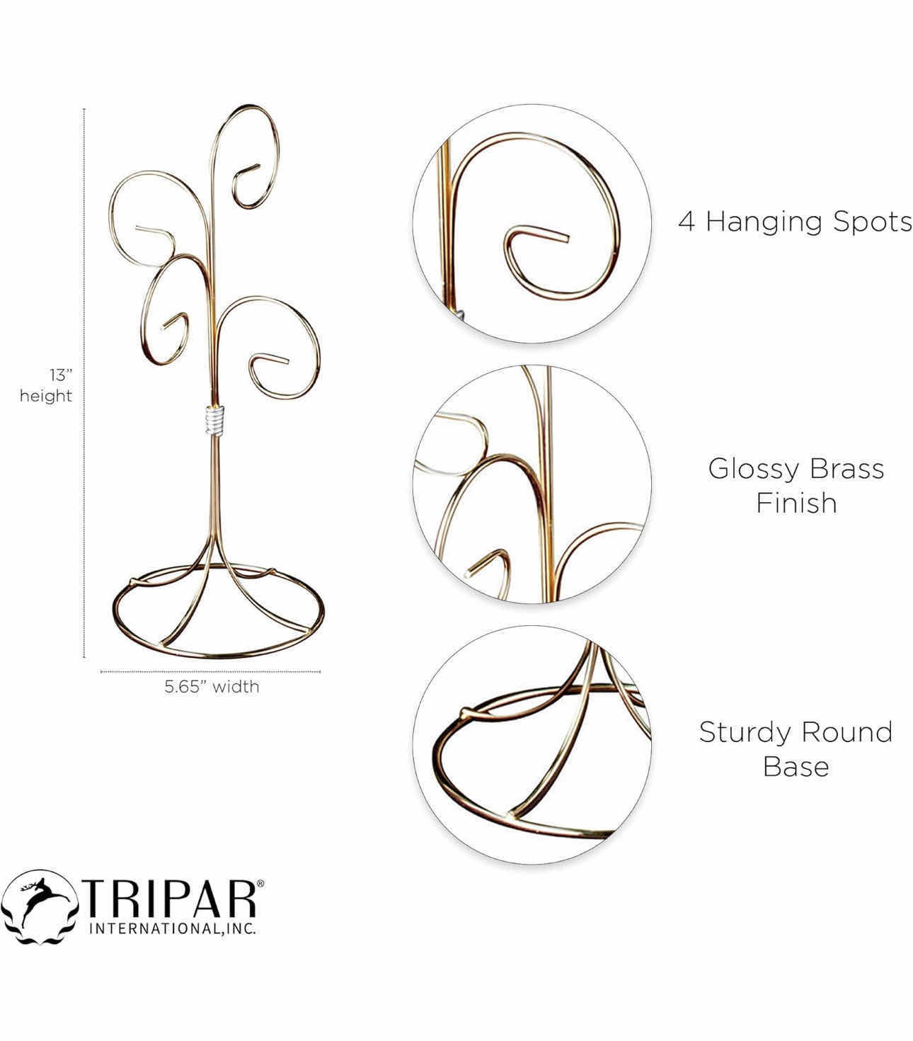 Photo 1 of BRAND NEW CASE OF 9 TRIPAR 13” 4 ARM BRASS METAL MINI ORNAMENT DISPLAY TREE