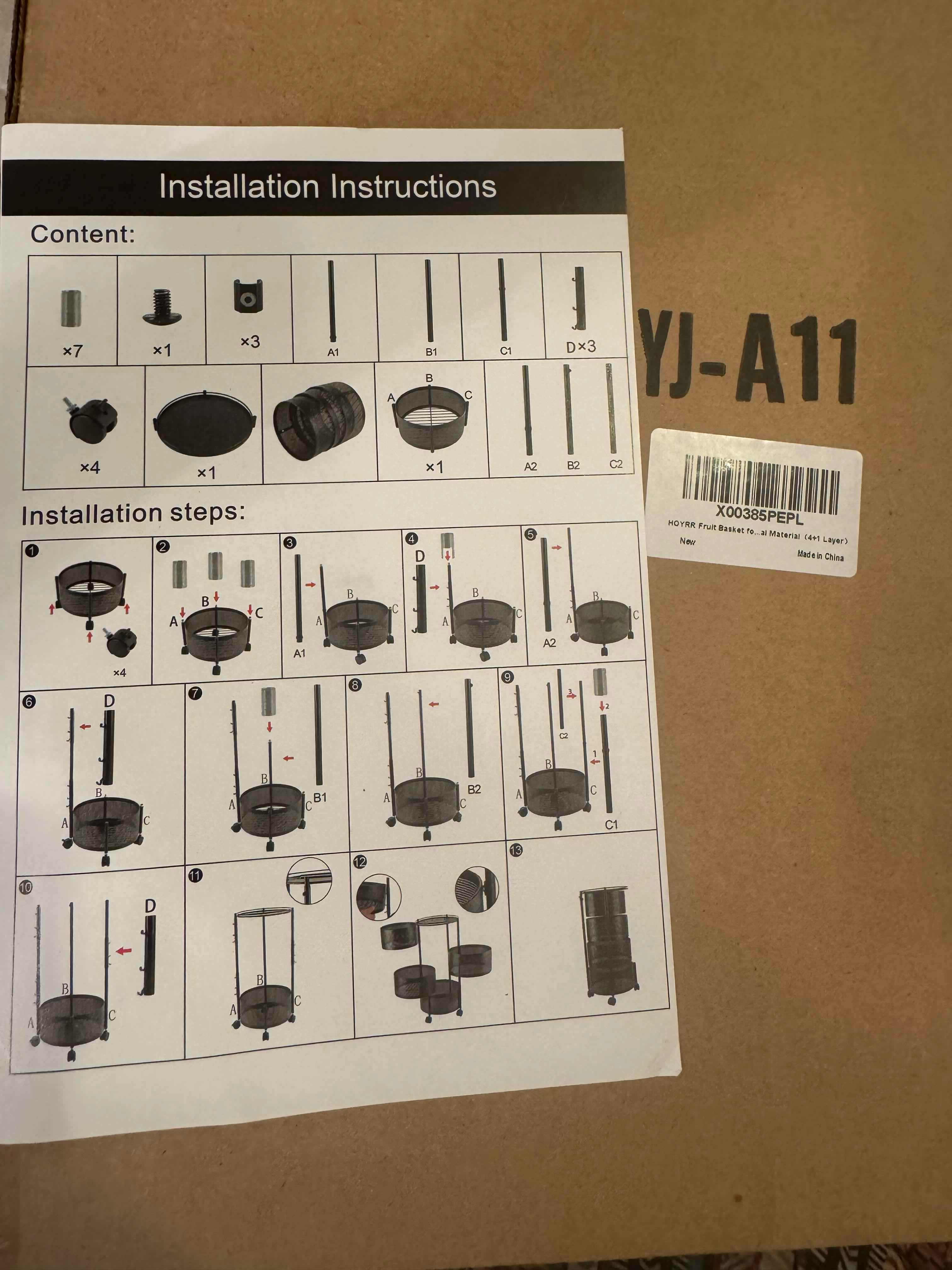 Photo 4 of 2 BRAND NEW FRUIT BASKET STORAGE UNITS, BOTH BLACK AND METAL, ONE IS SQUARE & ONE IS ROUND. NEEDS ASSEMBLED