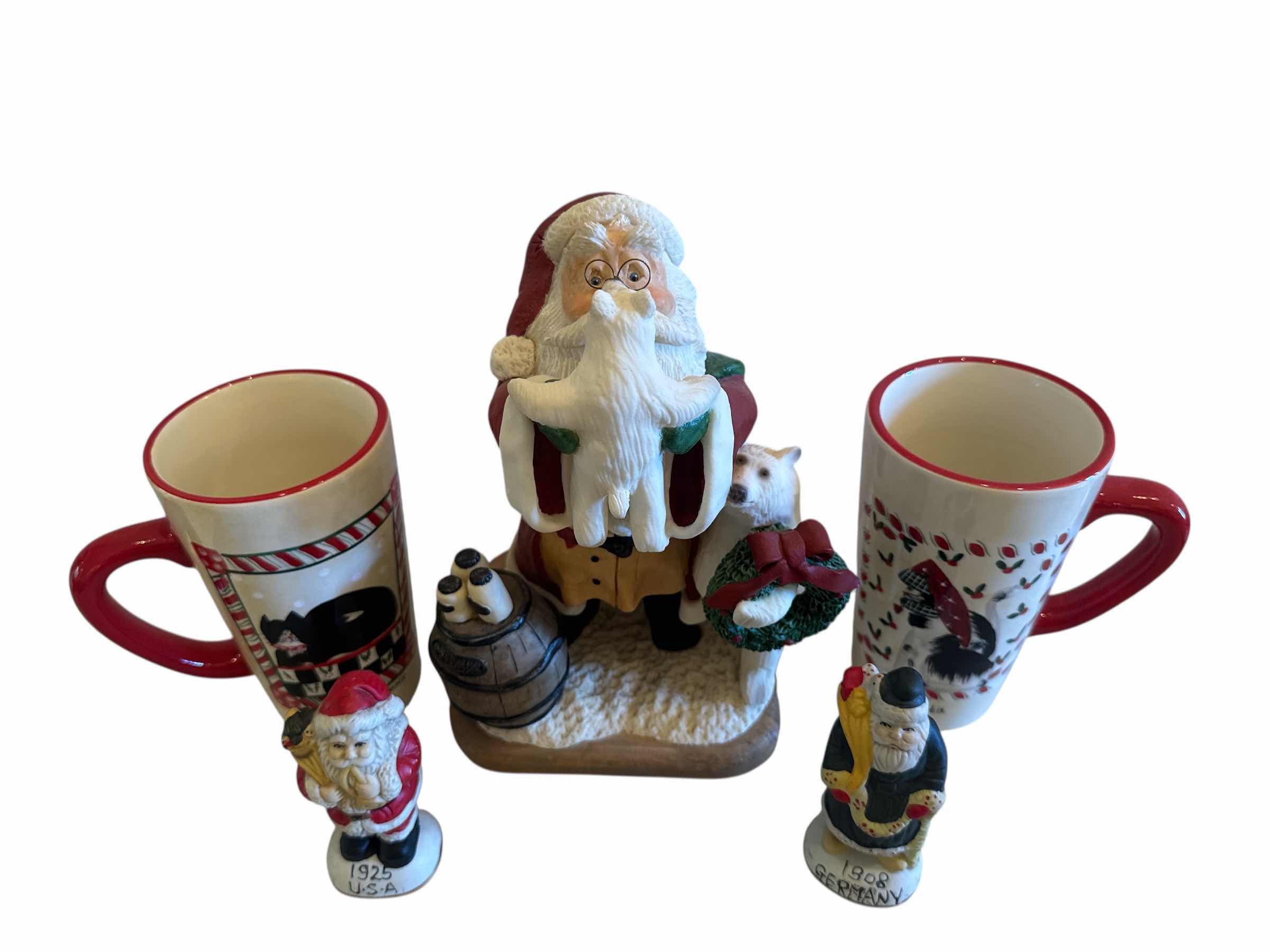 Photo 1 of 5 CHRISTMAS DECOR ITEMS, SANTA WITH POLAR BEARS, MUGS AND SMALL SANTA STATUES.