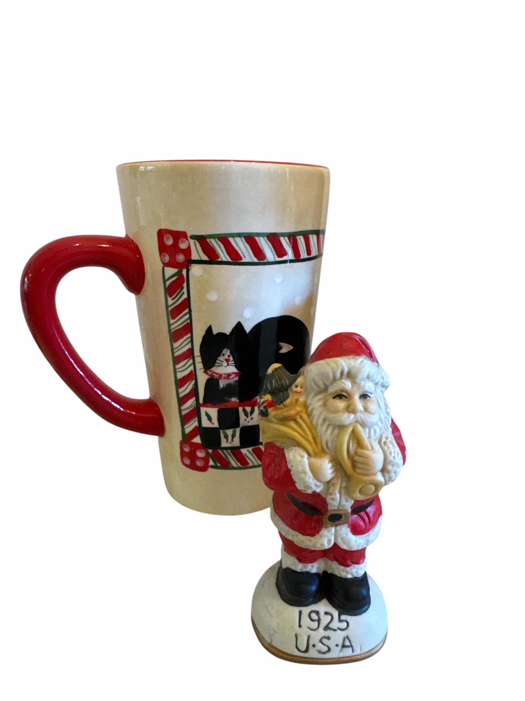 Photo 1 of 5 CHRISTMAS DECOR ITEMS, SANTA WITH POLAR BEARS, MUGS AND SMALL SANTA STATUES.