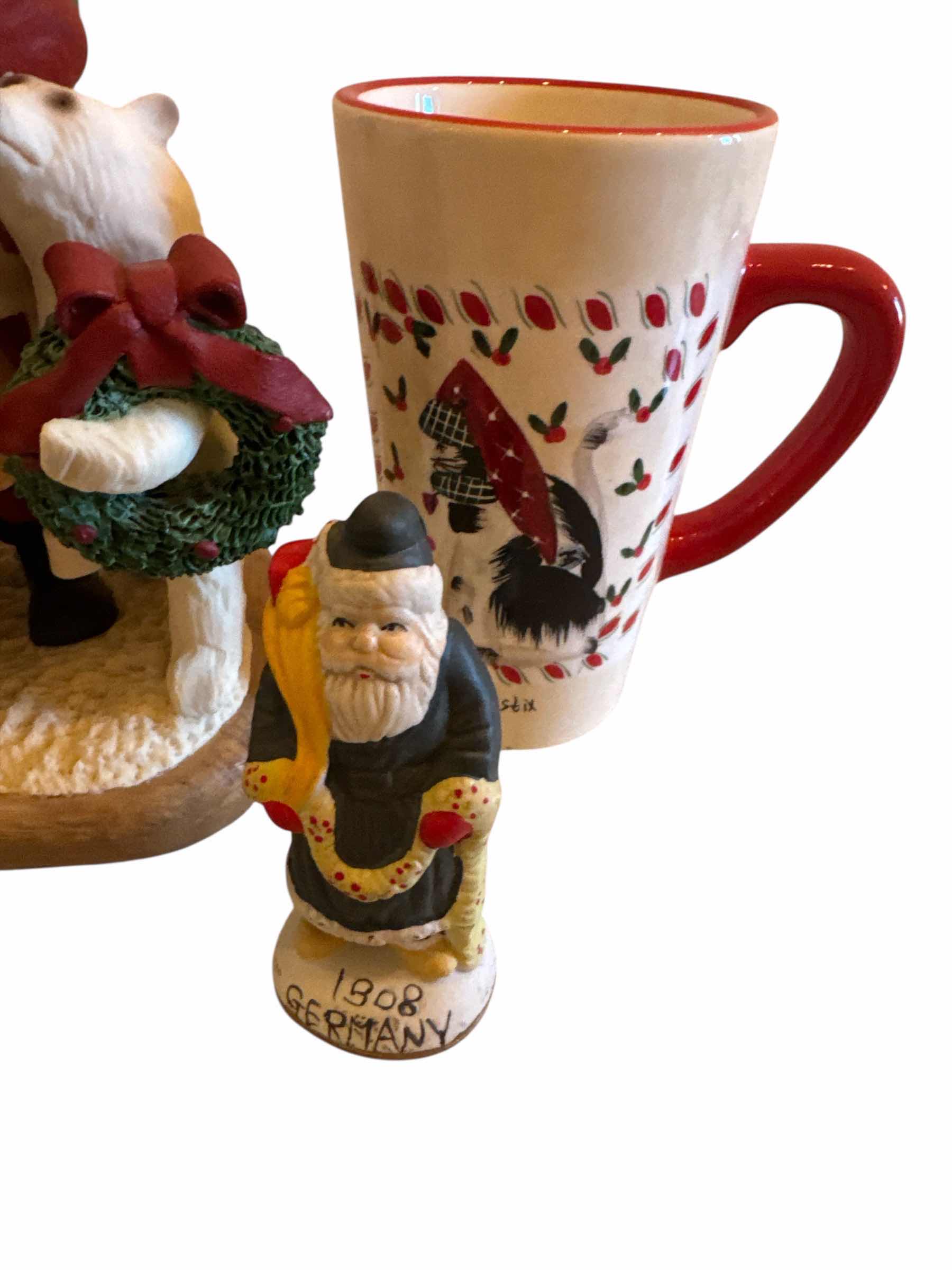 Photo 1 of 5 CHRISTMAS DECOR ITEMS, SANTA WITH POLAR BEARS, MUGS AND SMALL SANTA STATUES.