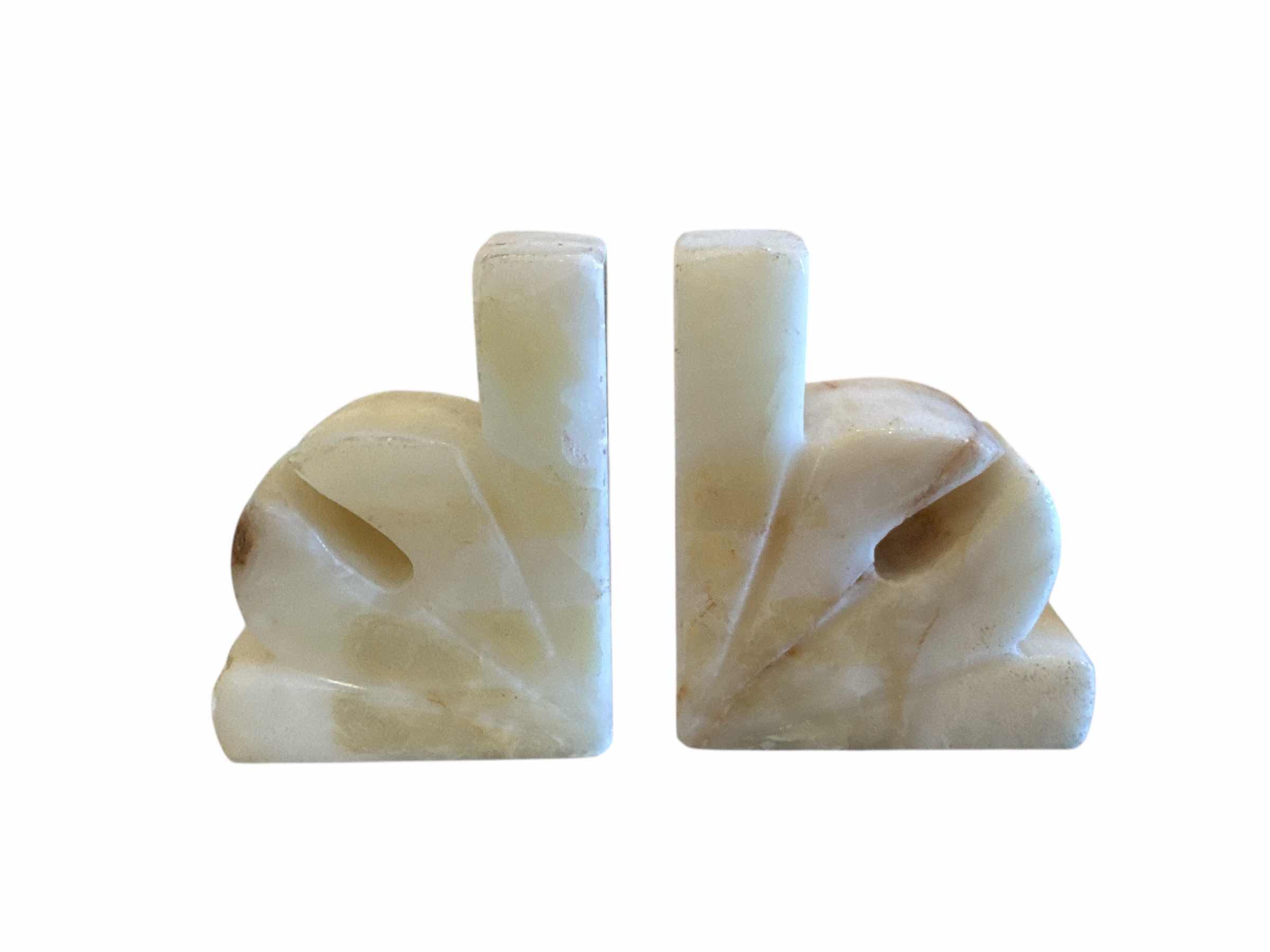 Photo 1 of 2 SETS OF STONE BOOKENDS. ONE IS FLEUR DU LIS.