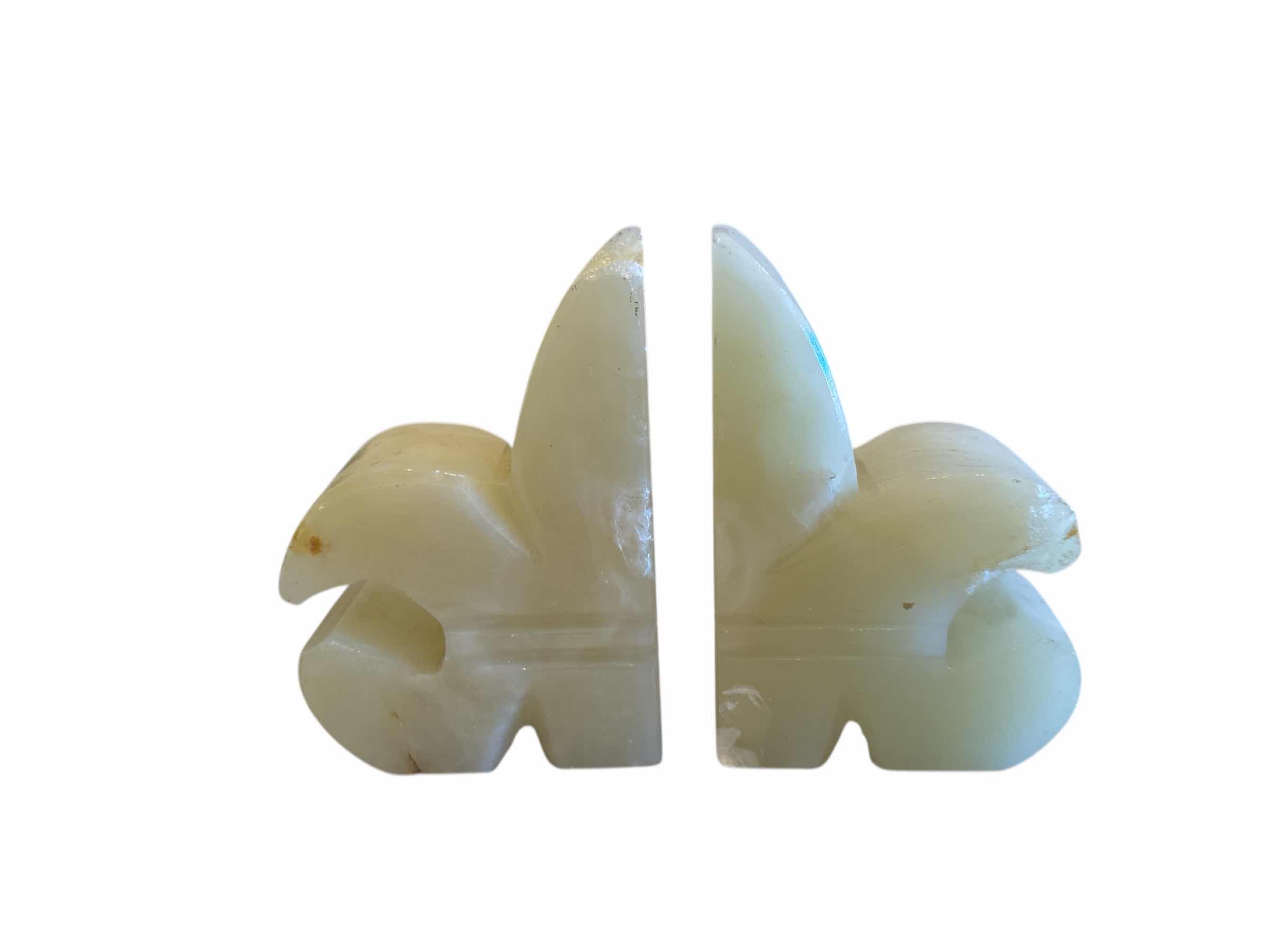 Photo 1 of 2 SETS OF STONE BOOKENDS. ONE IS FLEUR DU LIS.