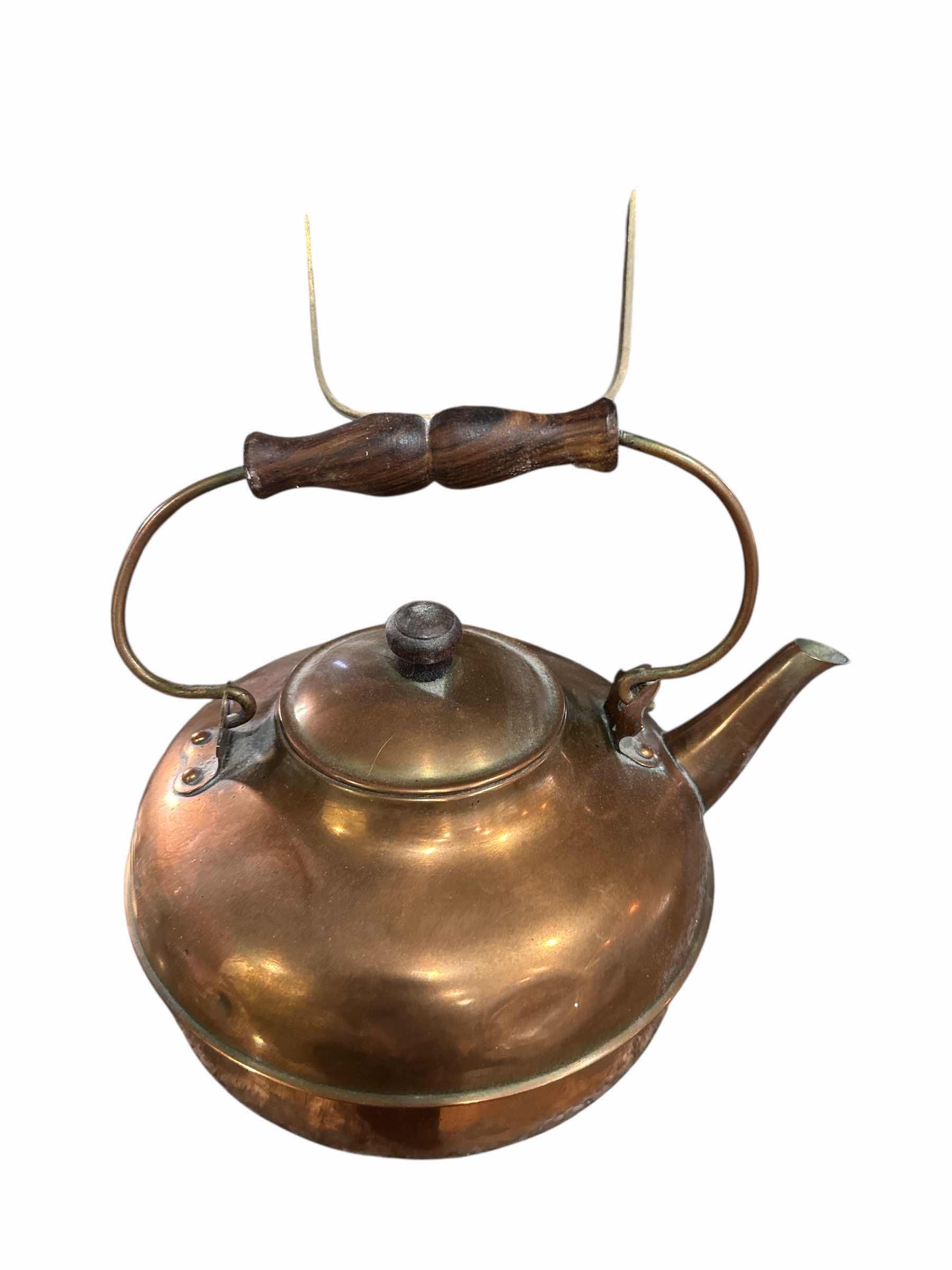 Photo 1 of COPPER KETTLE, BRASS MATCH HOLDER, CANDLESTICKS