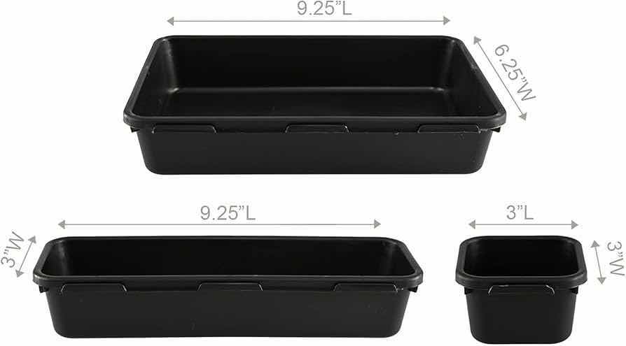 Photo 1 of NEW CASE HOME-X BLACK CONNECTING ORGANIZER TRAYS SET OF 8 W 3 SIZES (BOX OF 12 SETS)