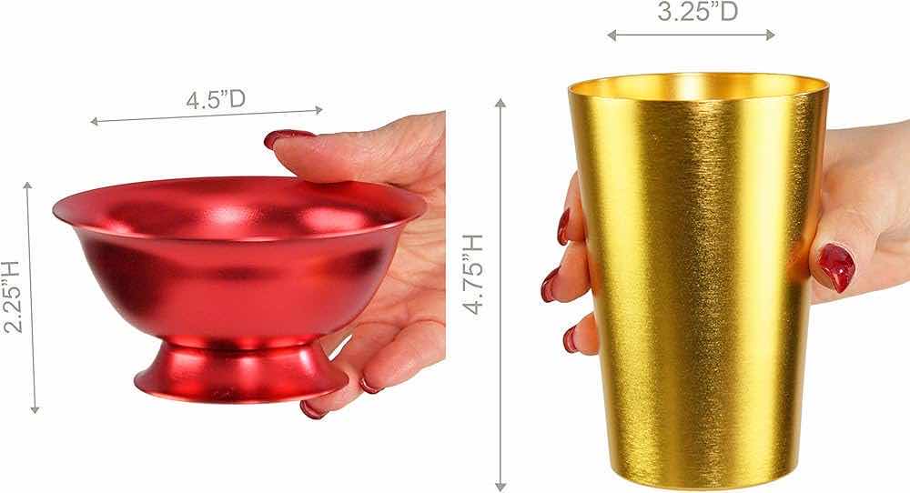 Photo 1 of NEW CASE HOME-X MULTI-COLOR ALUMINIUM BOWLS & TUMBLER SET OF 8 (PARTIAL BOX OF 10 SETS)