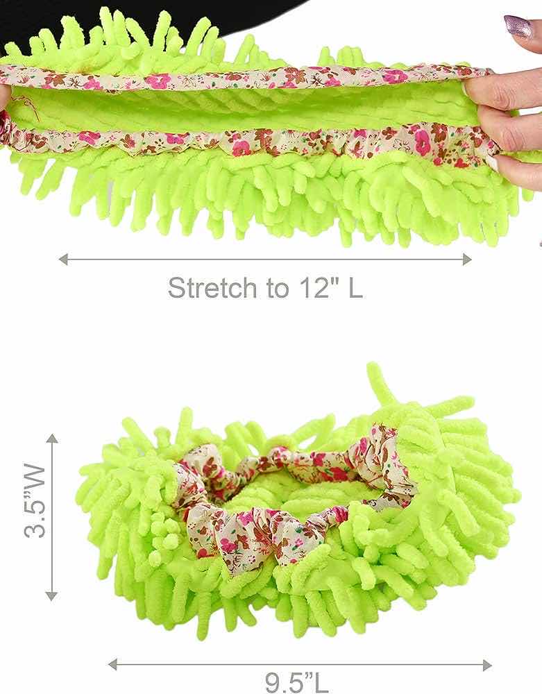 Photo 1 of NEW CASE HOME-X GREEN CHENILLE FLOOR CLEANING & DUSTING WASHABLE SLIPPERS (APPROX 150 PER CASE)