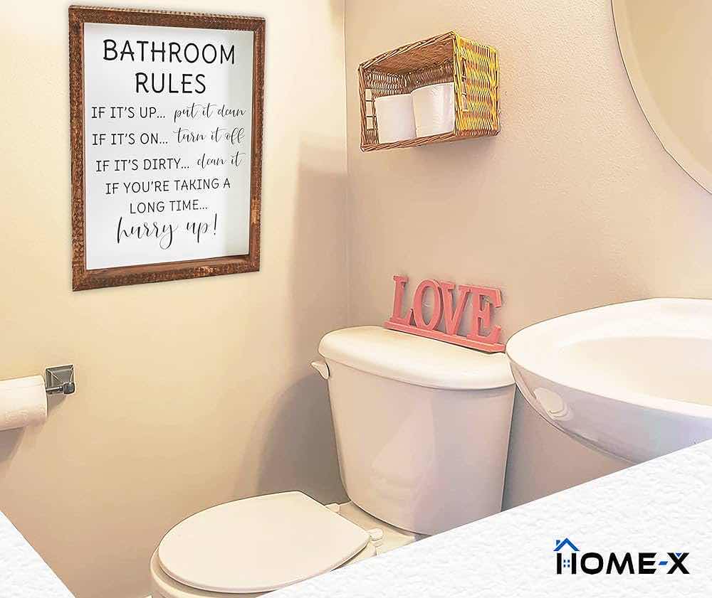 Photo 1 of NEW CASE HOME-X RUSTIC WOOD FRAME BATHROOM WALL SIGN (PARTIAL BOX OF 19)