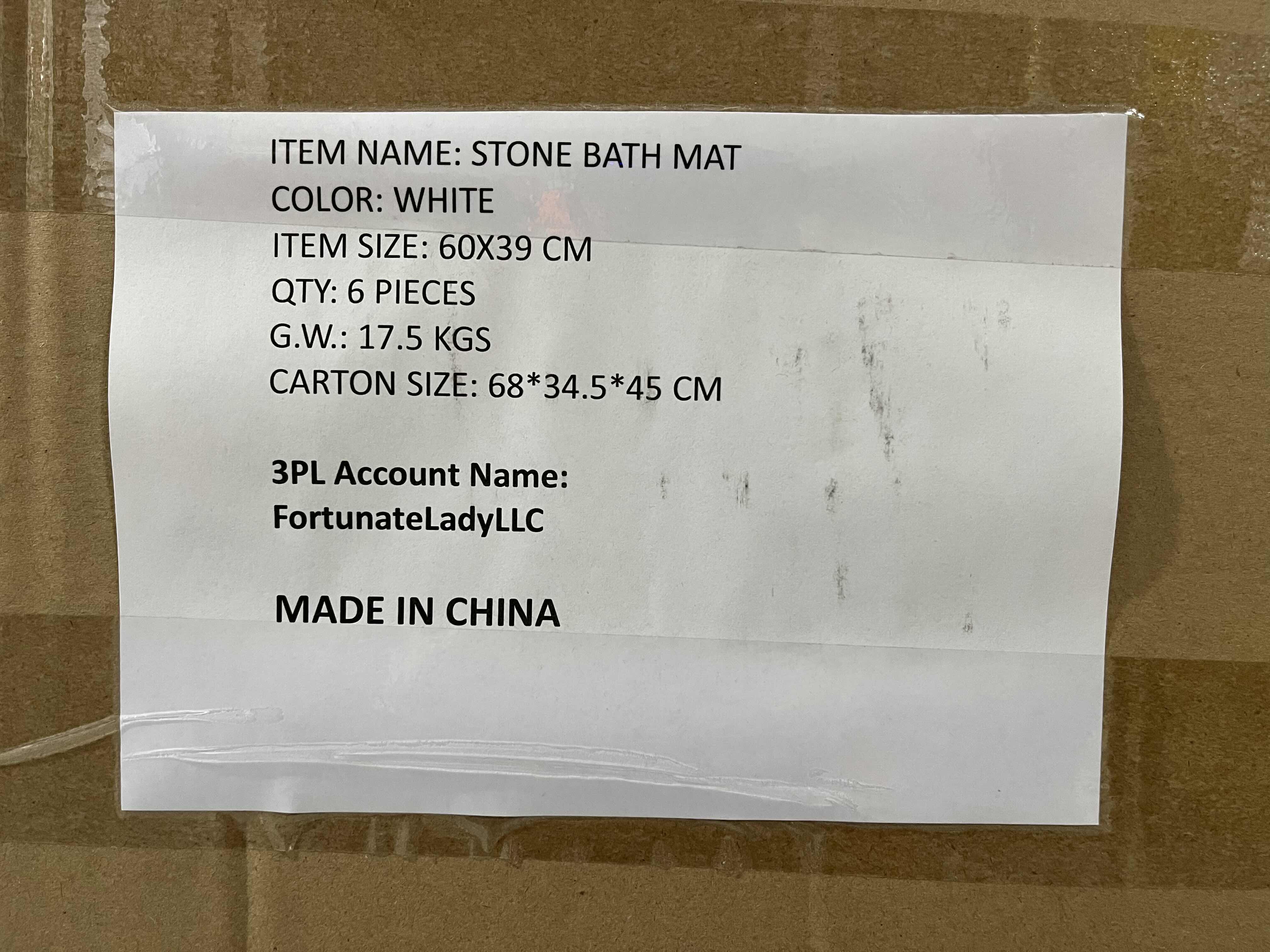 Photo 1 of NEW CASE OF ADORA HOMES WHITE STONE BATH MATS (6PCS PER CASE)