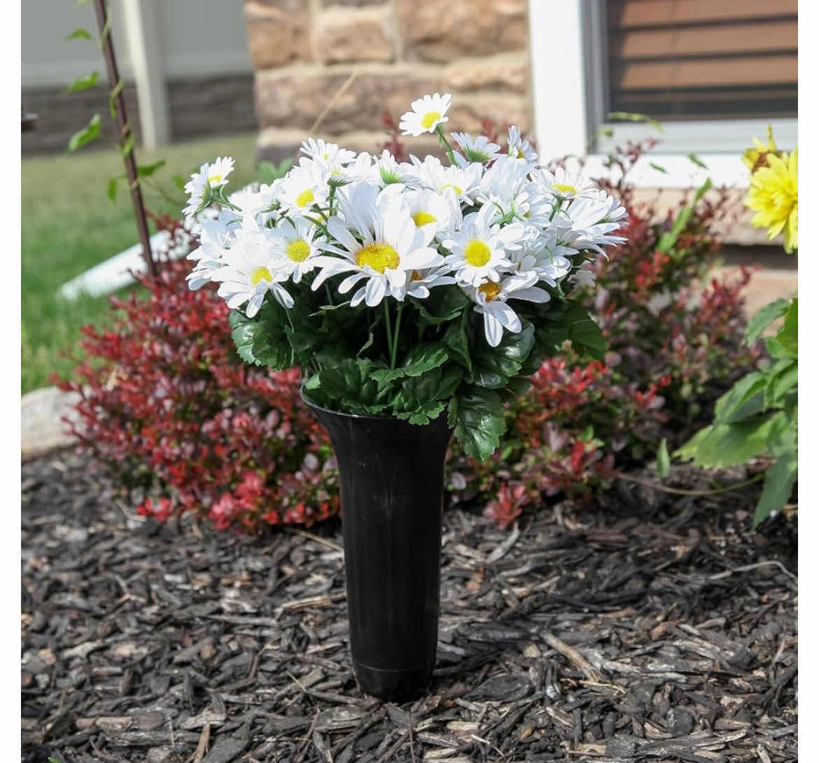 Photo 1 of NEW CASE OF HOME X BLACK PLASTIC CEMETERY FLOWER VASES (30PCS PER CASE)