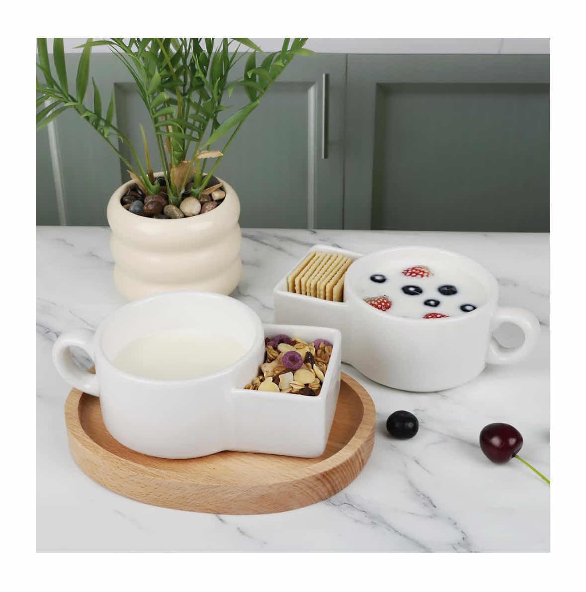 Photo 1 of NEW CASE OF HOME-X 2 PACK CERAMIC SOUP & SIDE CRACKER BOWL (12 SETS PER CASE)