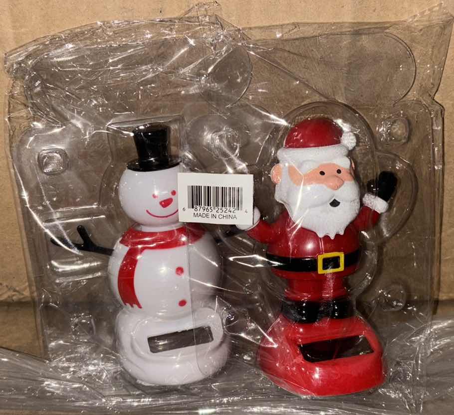 Photo 1 of NEW CASE OF HOME-X 2 PC SET SOLAR POWERED CHRISTMAS SNOWMAN & SANTA CLAUS DANCING/BOBBLE TOY/CAR DECORATION (100 SETS PER CASE)