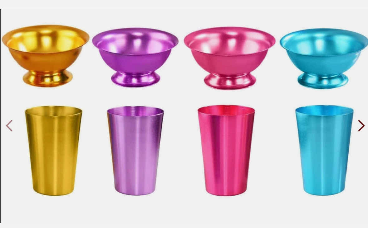 Photo 1 of NEW CASE OF HOME-X BRIGHT SET OF ALUMINUM SHATTER RESISTANT BOWLS (4) & TUMBLER CUPS (4) (12 SETS PER CASE)