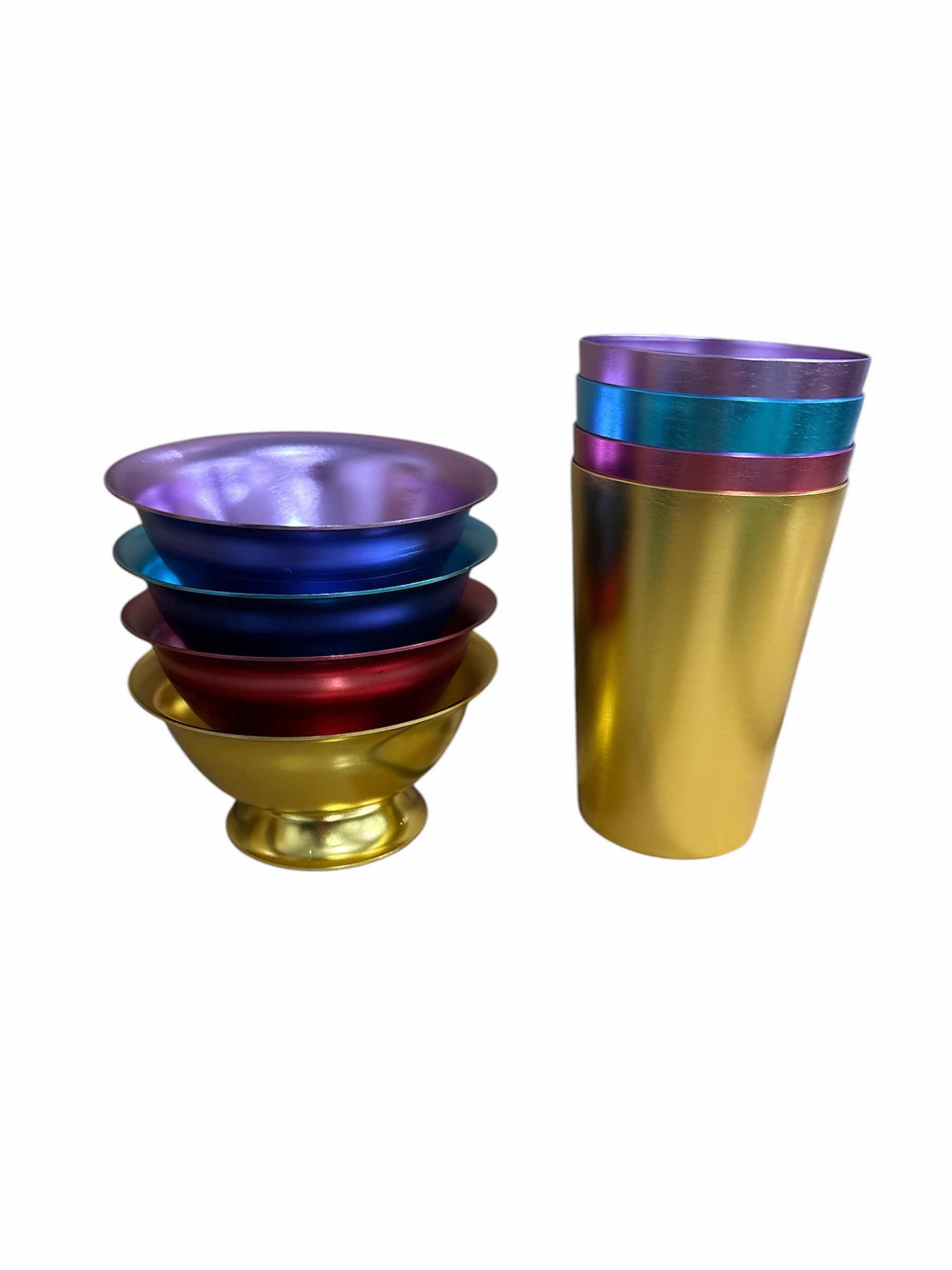 Photo 1 of NEW CASE OF HOME-X BRIGHT SET OF ALUMINUM SHATTER RESISTANT BOWLS (4) & TUMBLER CUPS (4) (12 SETS PER CASE)