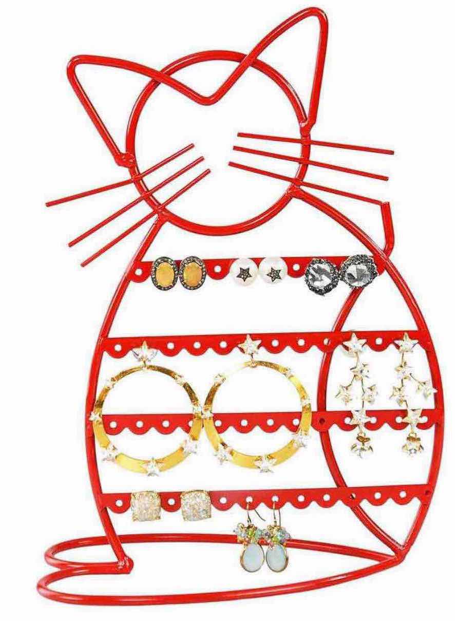 Photo 1 of NEW CASE OF ARAD CAT-SHAPED EARRING HOLDER/ORGANIZER DISPLAY, RED (16 PCS/CASE)