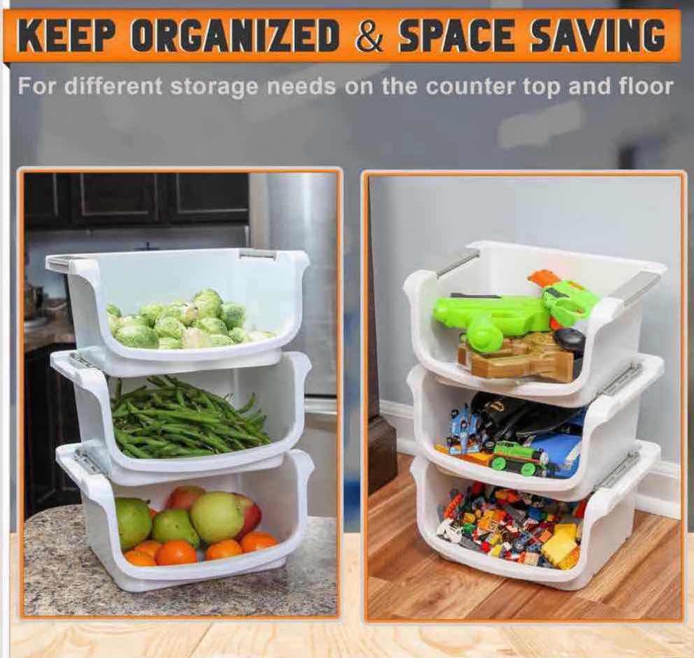 Photo 1 of NEW CASE HOME-X SMALL NESTING/STACKABLE STORAGE BINS, 3 BINS PER SET (1 CASE/6 SETS)