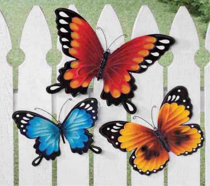 Photo 1 of NEW CASE HOME-X INDOOR/OUTDOOR 3PC METAL BUTTERFLY WALL ART (CASE OF 12 SETS)