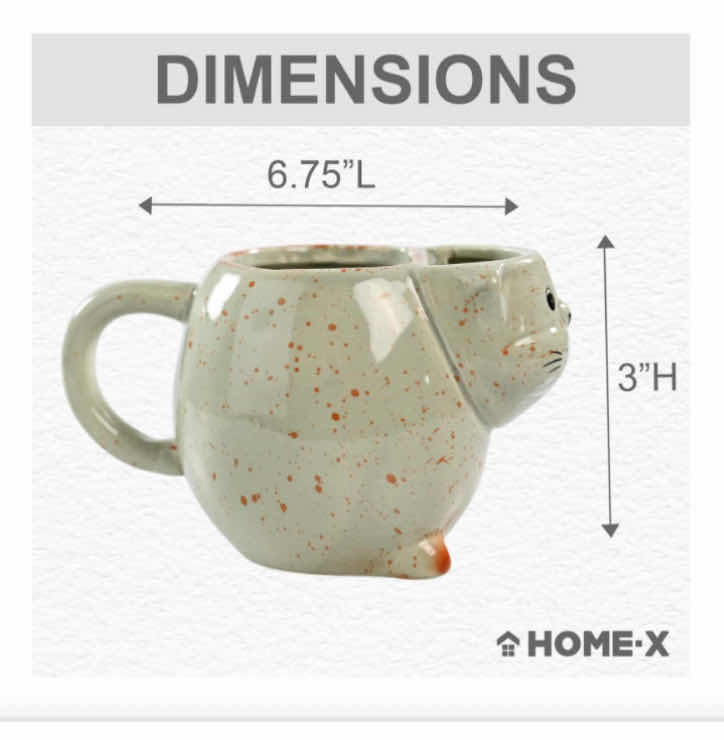 Photo 1 of NEW CASE OF HOME-X CERAMIC CAT TEA 16 OZ MUG, WEATHERED GREEN (24 PC/CASE)
