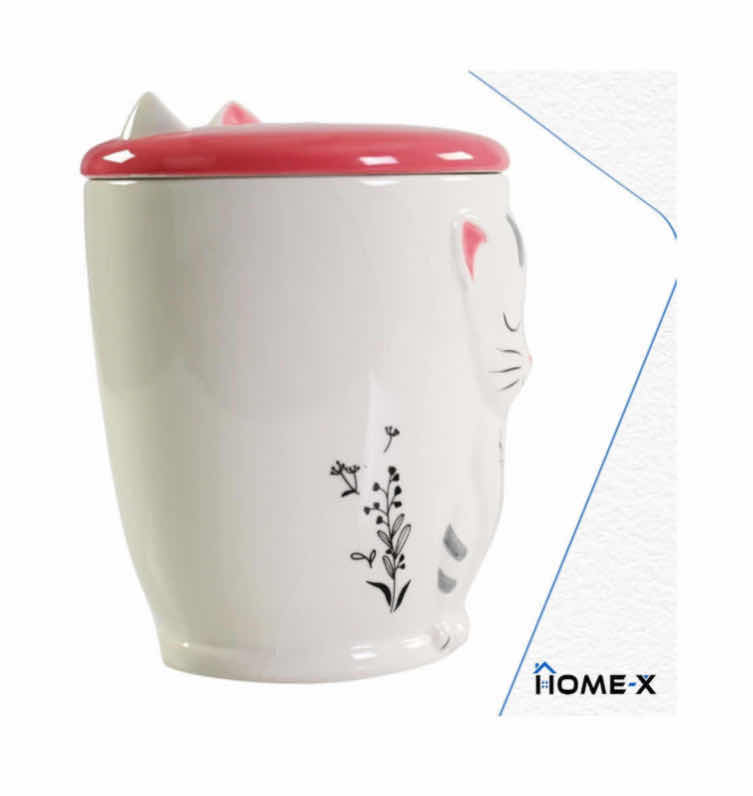 Photo 1 of NEW CASE OF HOME-X 3D WHITE/PINK CERAMIC CAT MUG W DETACHABLE LID, 16 OZ (18 PCS/CASE)