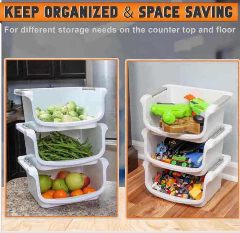 Photo 1 of NEW CASE HOME-X SMALL NESTING/STACKABLE STORAGE BINS, 3 BINS PER SET (1 CASE/6 SETS)