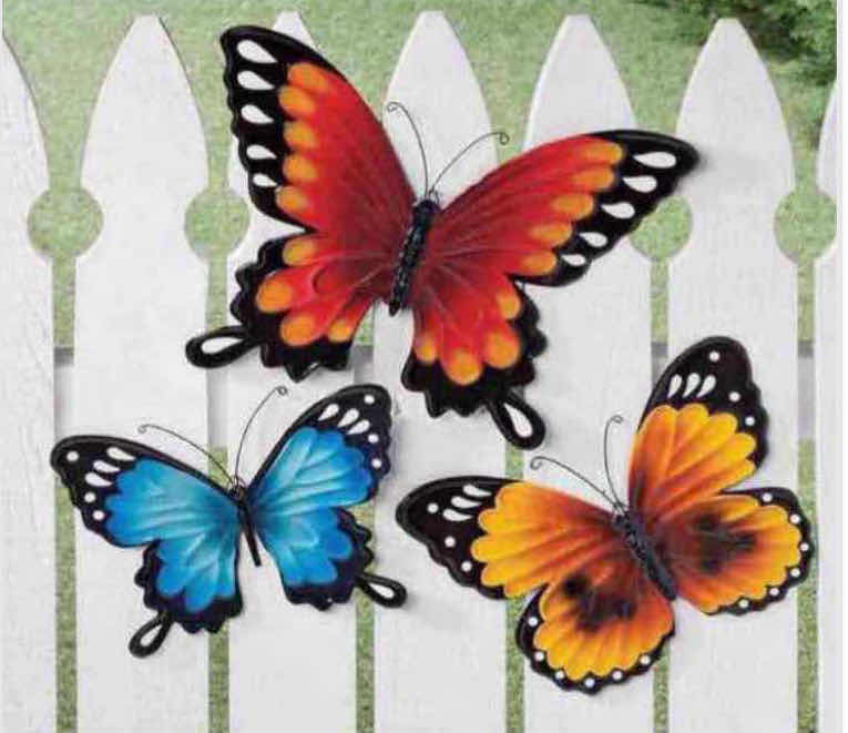 Photo 1 of NEW CASE HOME-X INDOOR/OUTDOOR 3PC METAL BUTTERFLY WALL ART (CASE OF 12 SETS)