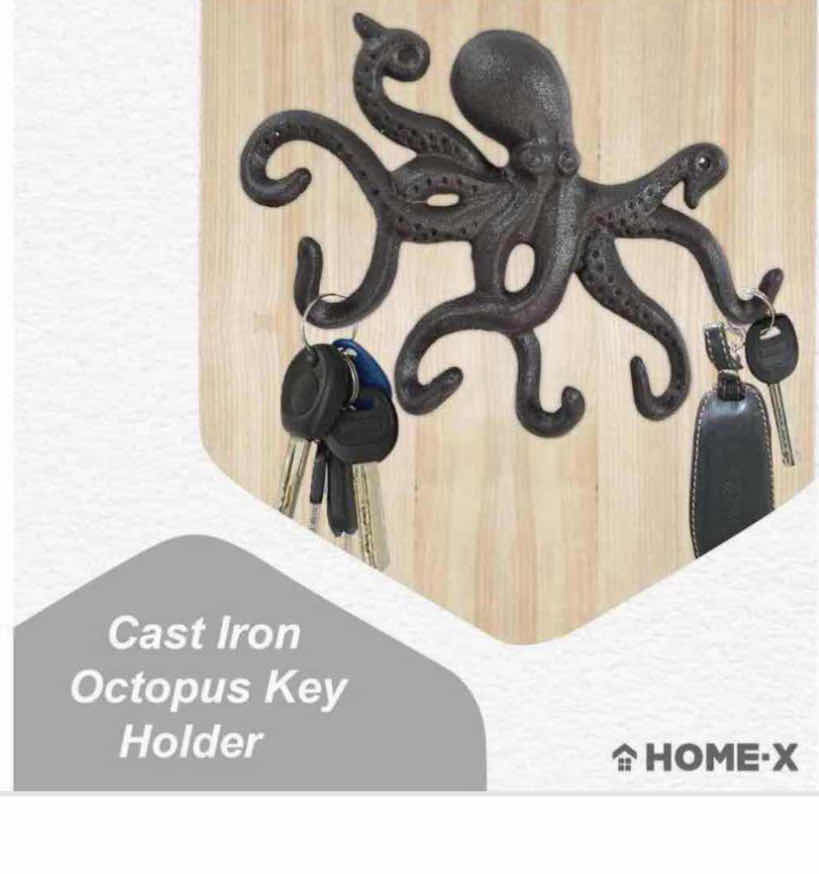 Photo 1 of NEW CASE OF HOME-X CAST-IRON HANGING OCTOPUS KEY HOLDER/WALL HOOK W HARDWARE (16 PER CASE)