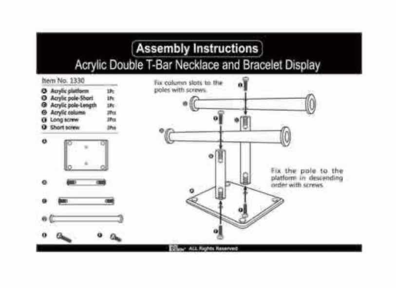 Photo 2 of NEW CASE OF HOME-X DELUXE CLEAR ACRYLIC 2 TIER T-BAR JEWELRY ORGANIZER (12 PCS/CASE)