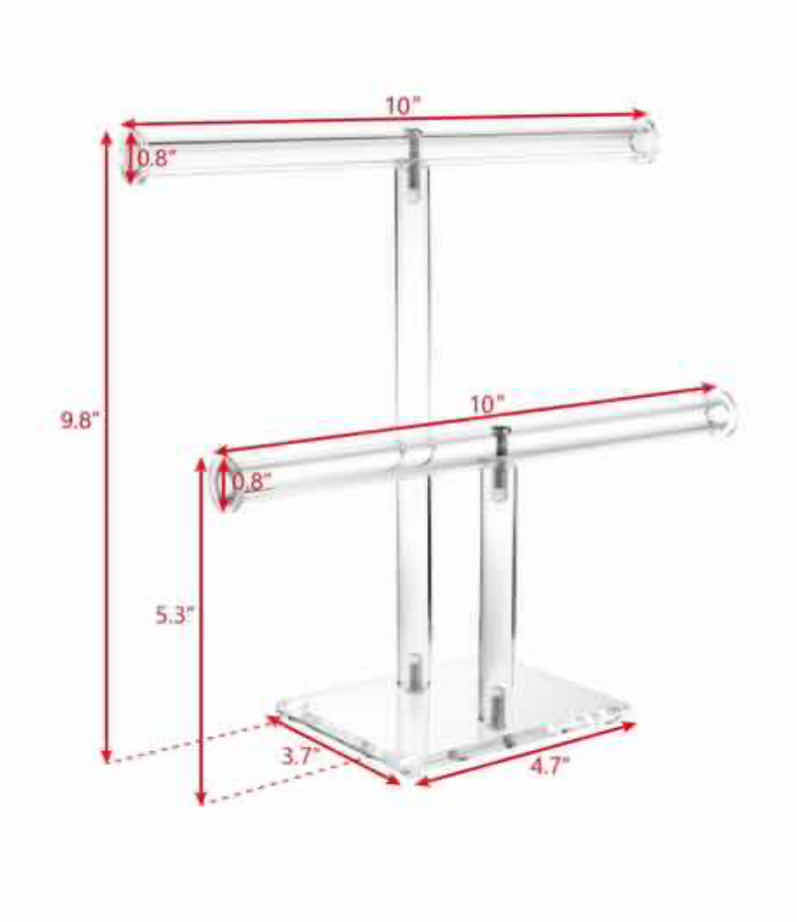 Photo 1 of NEW CASE OF HOME-X DELUXE CLEAR ACRYLIC 2 TIER T-BAR JEWELRY ORGANIZER (12 PCS/CASE)