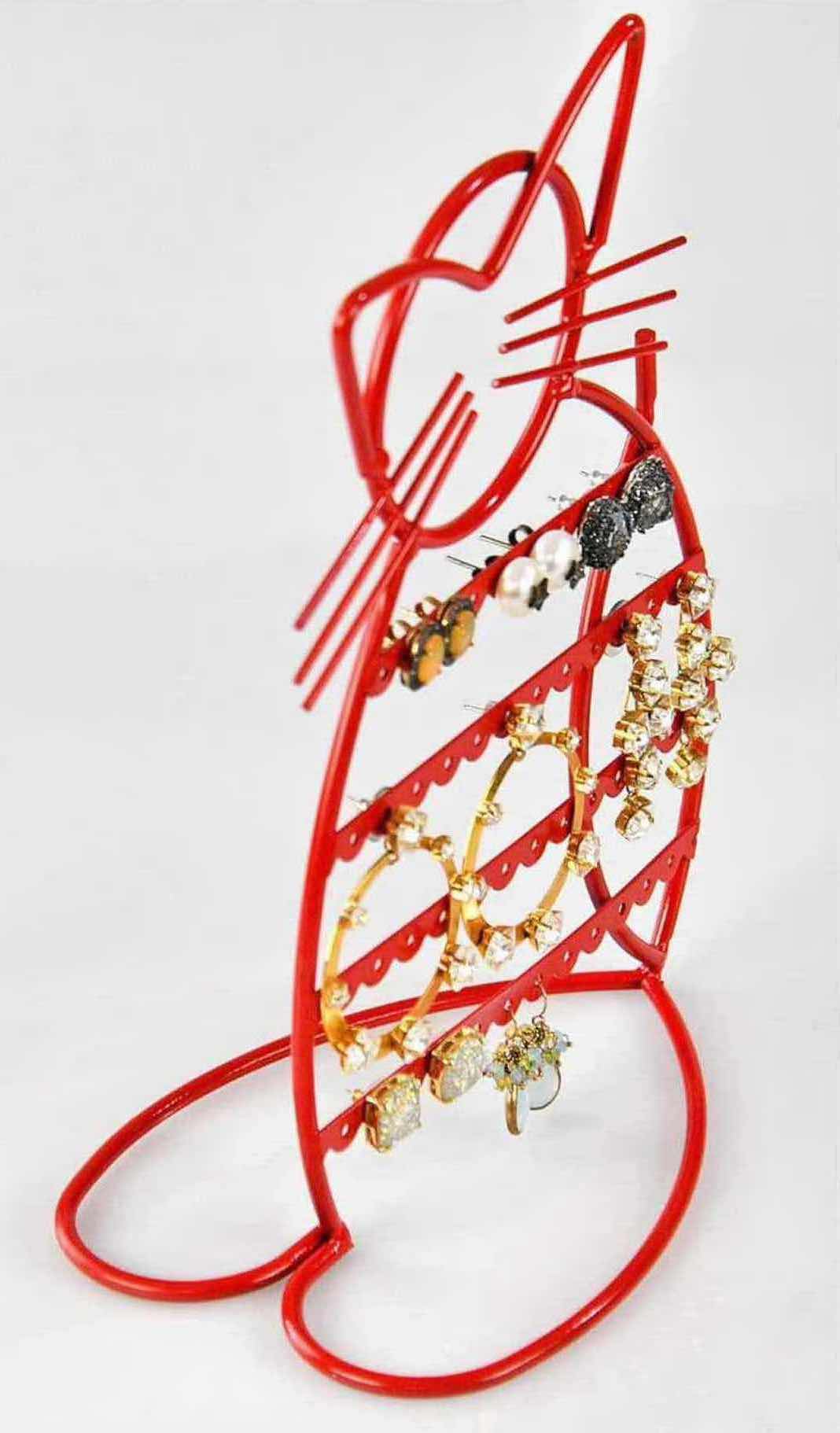 Photo 3 of NEW CASE OF ARAD CAT-SHAPED EARRING HOLDER/ORGANIZER DISPLAY, RED (16 PCS/CASE)