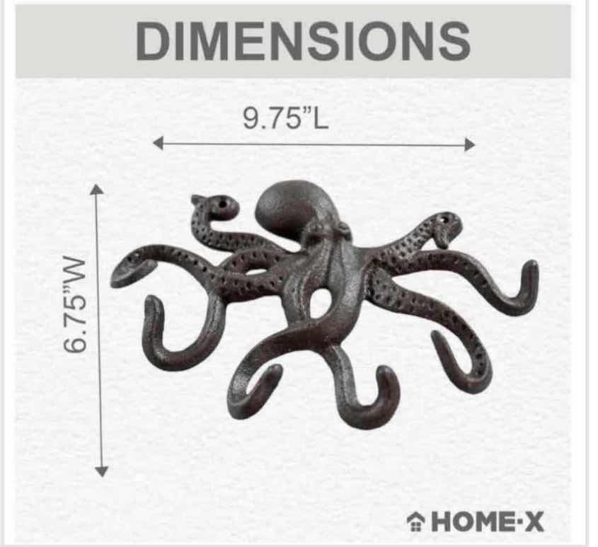 Photo 1 of NEW CASE OF HOME-X CAST-IRON HANGING OCTOPUS KEY HOLDER/WALL HOOK W HARDWARE (16 PER CASE)