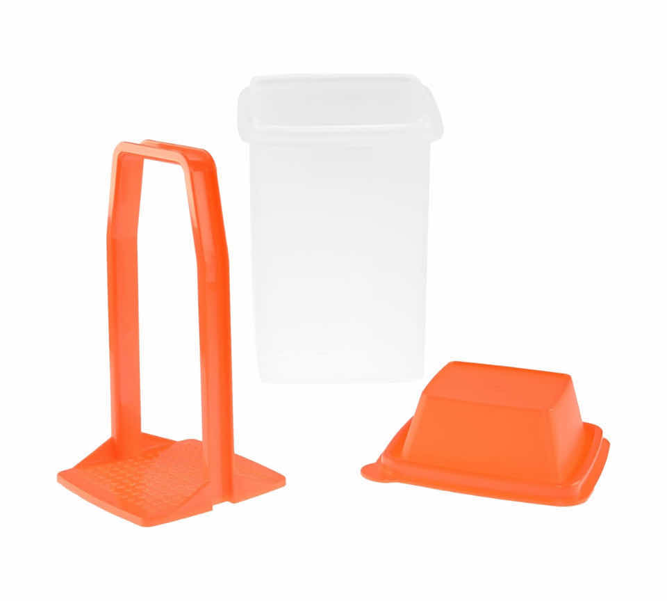 Photo 1 of NEW CASE OF HOME-X PICKLE STRAINING PLASTIC STORAGE JAR W FILTER INSERT, ORANGE (32 PCS/CASE)