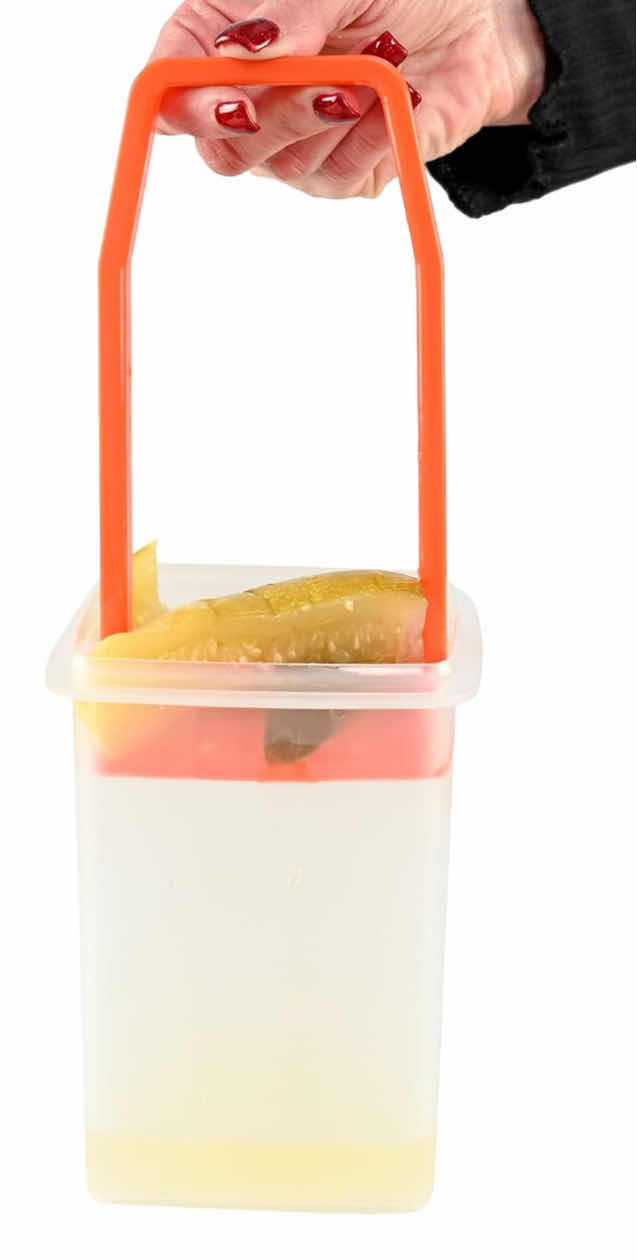 Photo 1 of NEW CASE OF HOME-X PICKLE STRAINING PLASTIC STORAGE JAR W FILTER INSERT, ORANGE (32 PCS/CASE)