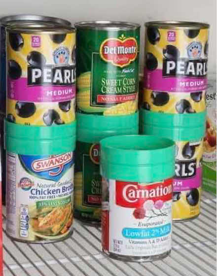 Photo 1 of NEW CASE OF HOME-X GREEN PLASTIC SODA CAN & CANNED FOOD SHELF ORGANIZER STACKERS (1 CASE/48 SETS OF 4)