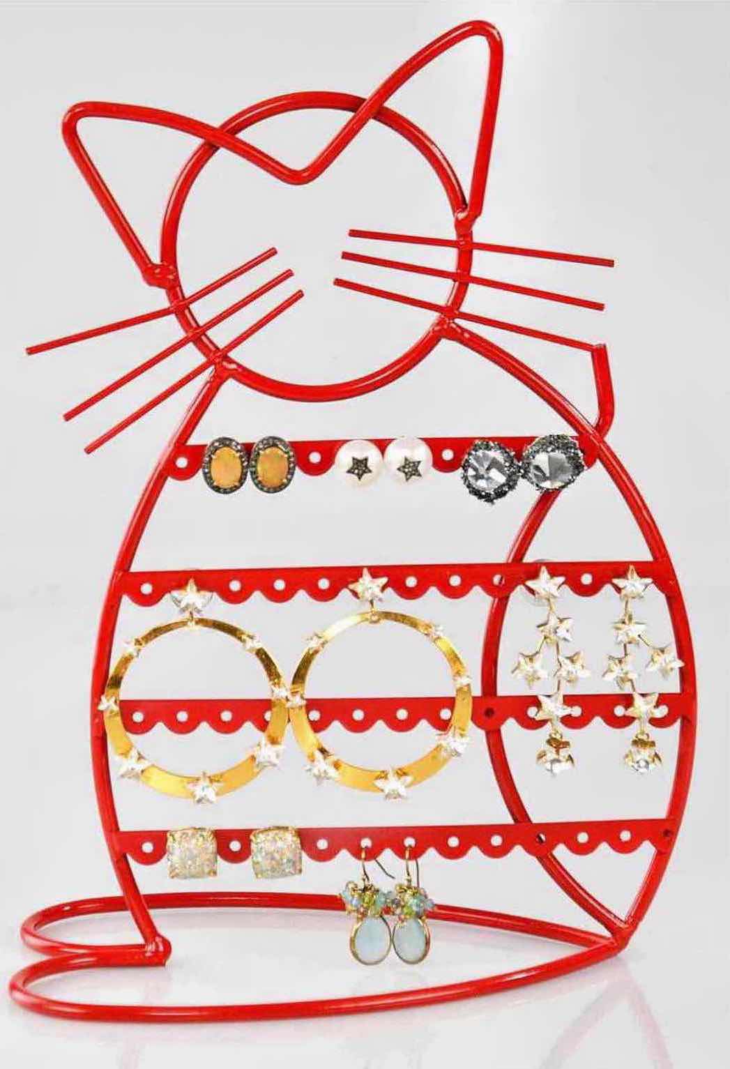 Photo 1 of NEW CASE OF ARAD CAT-SHAPED EARRING HOLDER/ORGANIZER DISPLAY, RED (16 PCS/CASE)