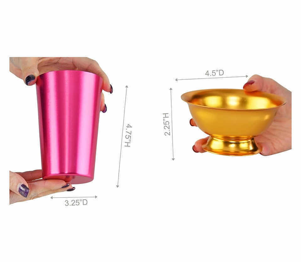 Photo 1 of NEW CASE HOME-X CLASSIC COLORED ALUMINIUM BOWLS &amp; TUMBLERS SET OF 8 (12 SETS/CASE)