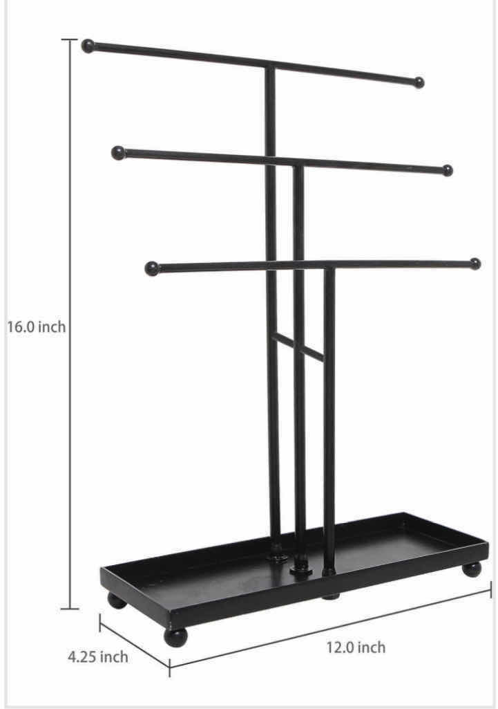 Photo 1 of NEW PALLET OF ARAD 3 TIER BLACK METAL JEWELRY DISPLAY STAND (18 CASES/5 PER CASE)