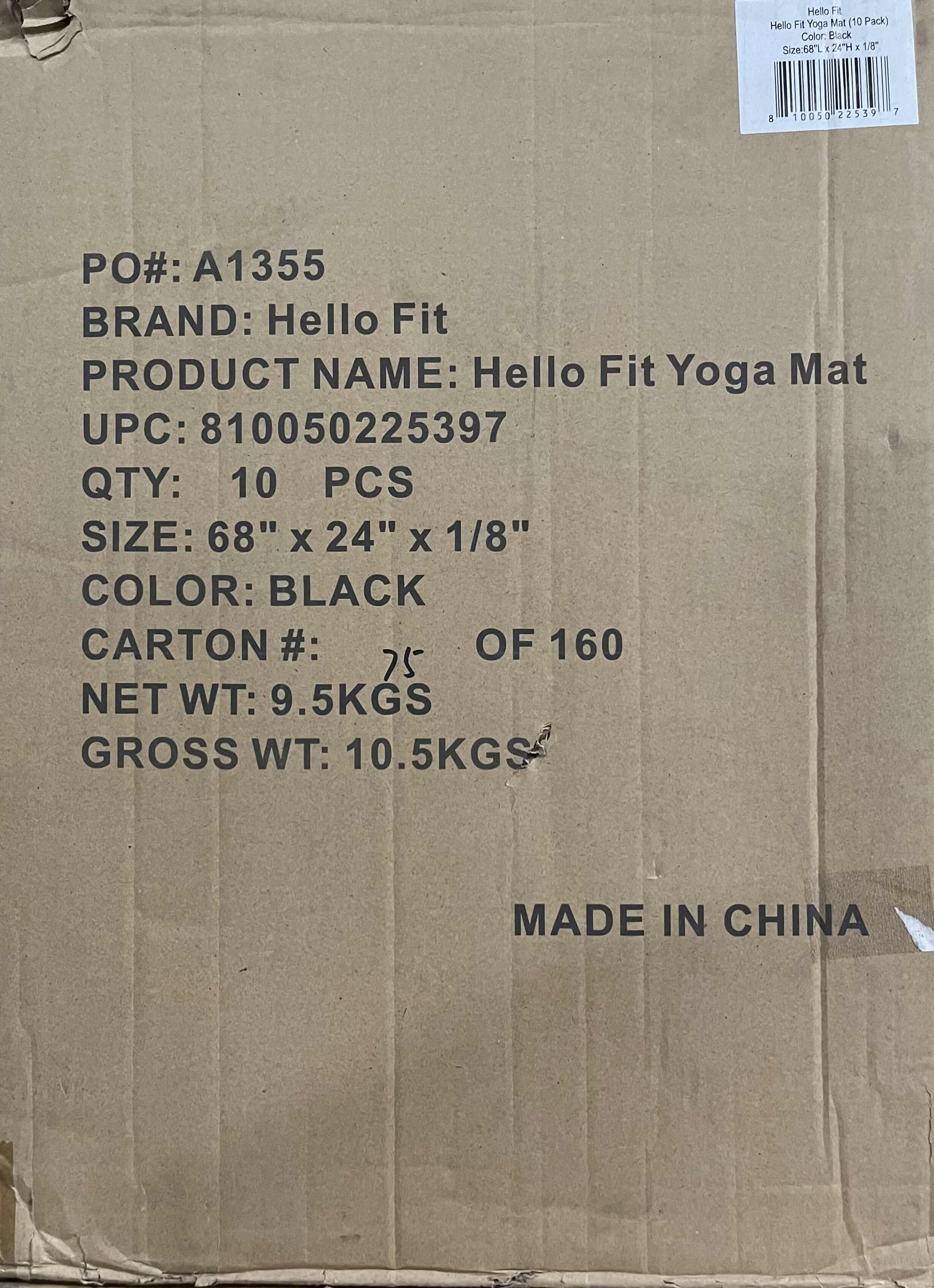 Photo 1 of NEW CASE OF HELLO FIT BLACK YOGA MATS (10 PER CASE)