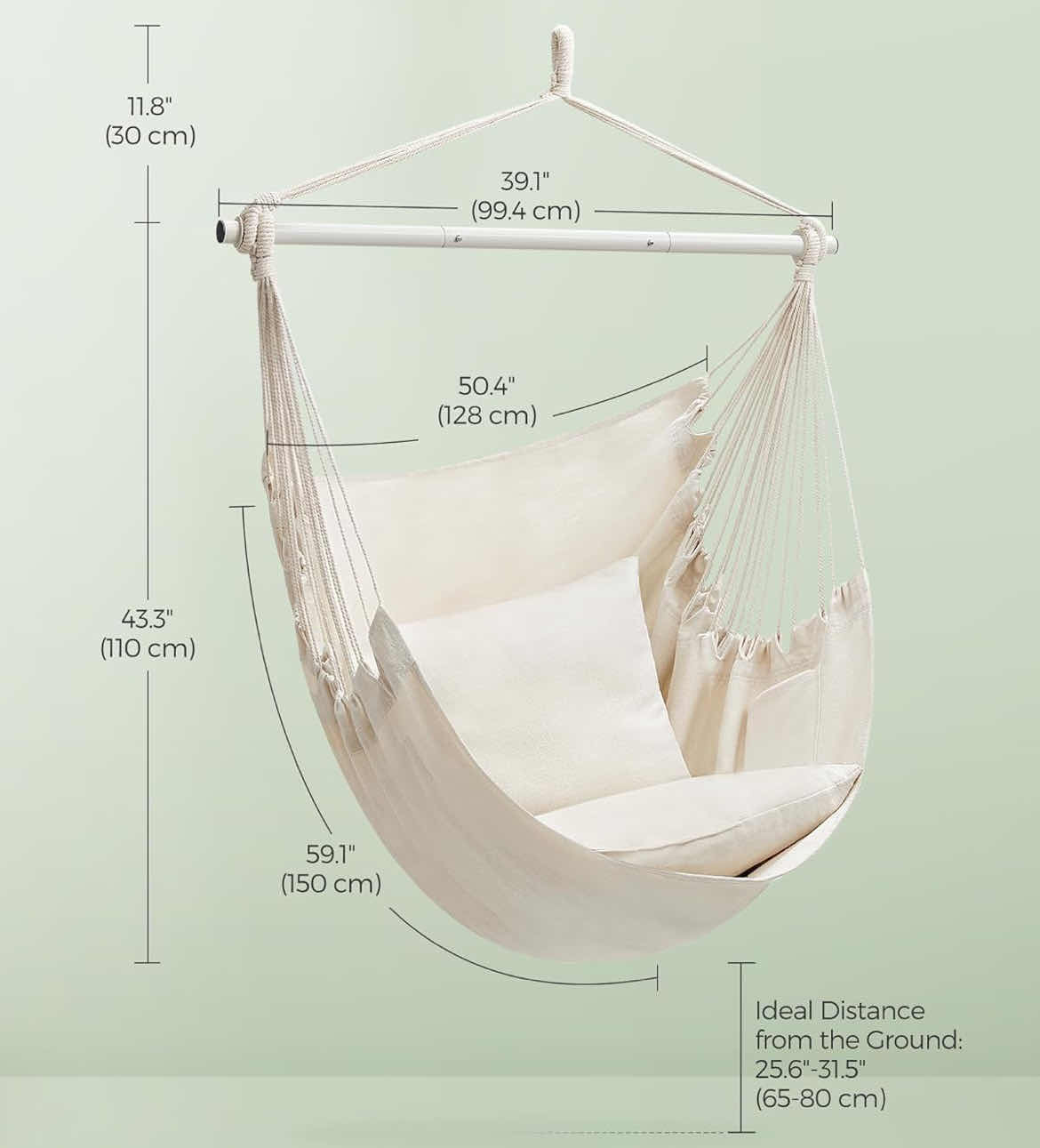 Photo 2 of NEW CASE OF ARAD INDOOR/OUTDOOR OFF-WHITE THICK CANVAS HANGING HAMMOCK (4 PER CASE)