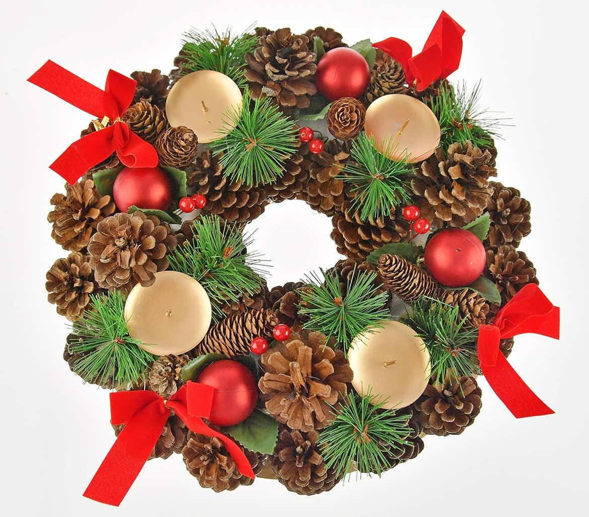 Photo 1 of NEW CASE OF HOME X CHRISTMAS WREATH CANDLE HOLDER CENTERPIECE (5PCS PER CASE)