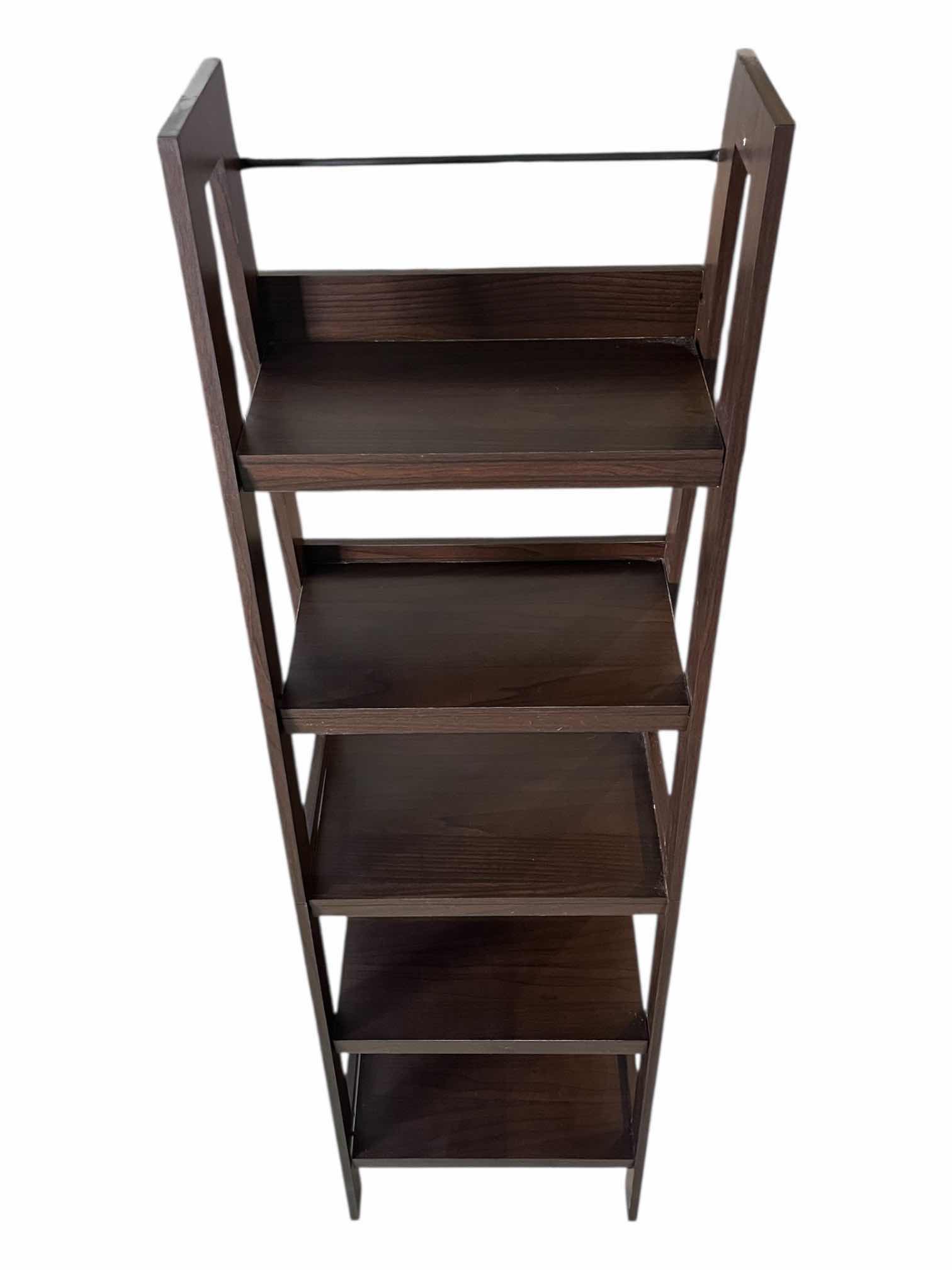 Photo 1 of DARK BROWN WOOD FINISH 5-TIER FREESTANDING LADDER SHELF 20.5” X 18” H72”