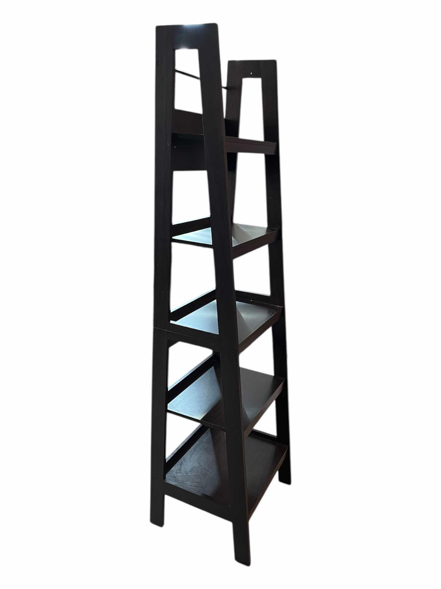 Photo 1 of DARK BROWN WOOD FINISH 5-TIER FREESTANDING LADDER SHELF 20.5” X 18” H72”