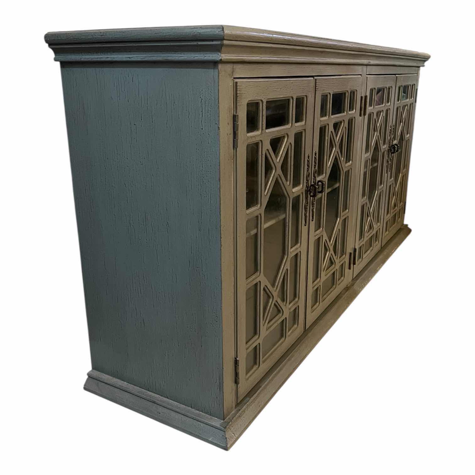 Photo 1 of COAST TO COAST CREDENZA BLUE GRAY FINISH WOOD CONSOLE MEDIA CABINET 72” X 17.5” H34.5”