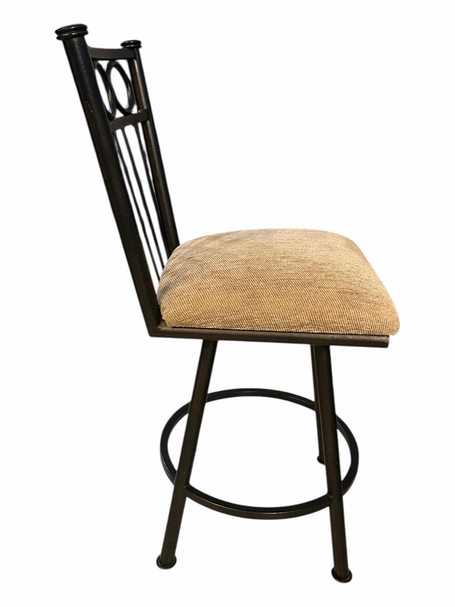 Photo 1 of MOMENTUM WROUGHT IRON STYLE SWIVEL BEIGE/CREAM SEAT BARSTOOL 18.25” X 18” H39.75”